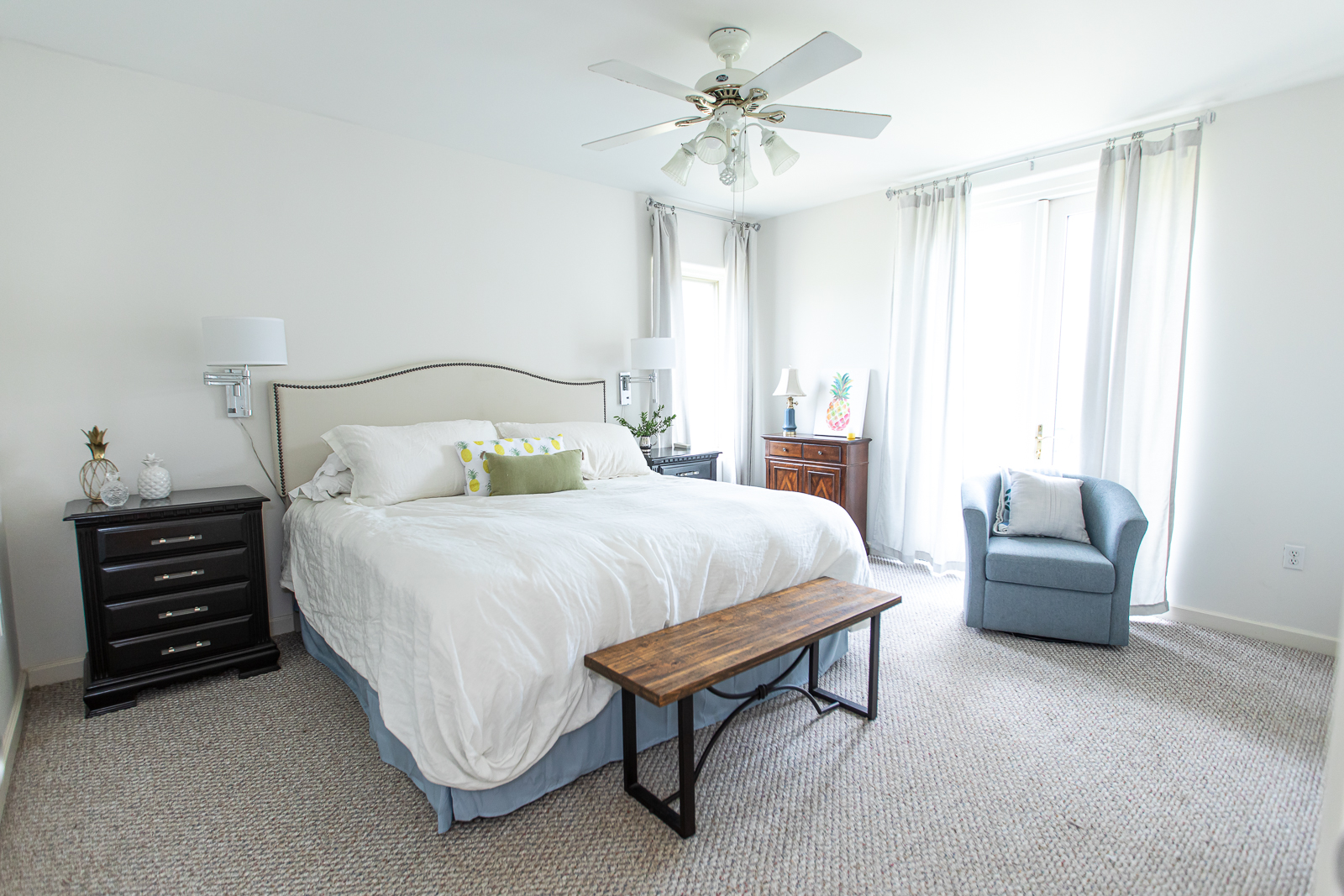 The Farm At Hickory Creek, Bedroom with queen bed and chair